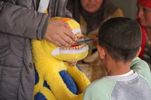 Children learning about good dental habits