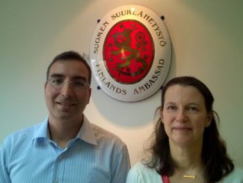 Drs Roy Petel and Kristiina Rämö at Finnish Embassy in Tel Aviv